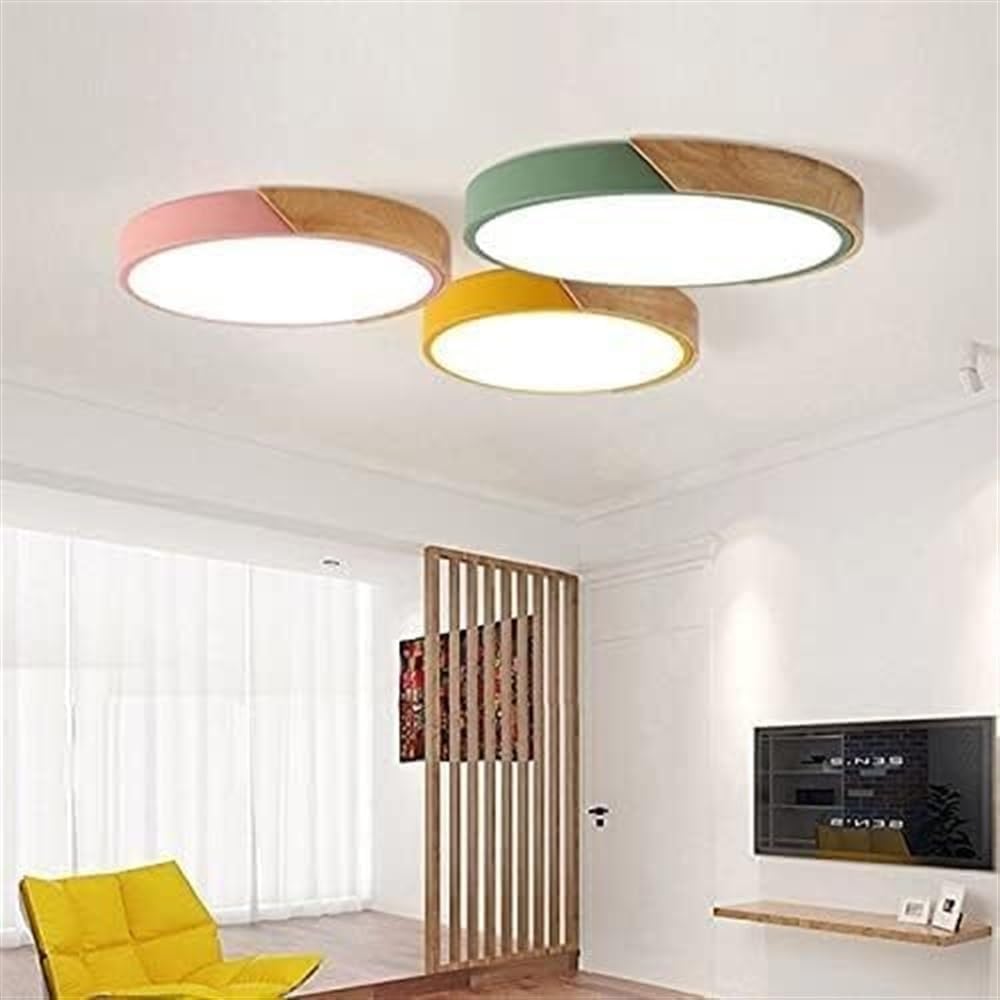 Lampa sufitowa z połowy wieku, oprawa sufitowa, ultra cienka okrągła lampa sufitowa LED, kolorowa nowoczesna lampa sufitowa z drewnianym wzorem, montaż podtynkowy, CE