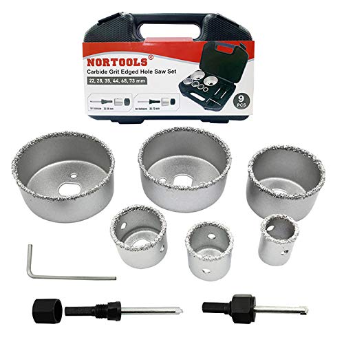 NORTOOLS Lochbohrer Keramik Set 9 Stück Fliesen Bohrer Lochsägen Bohrkrone Keramik Set 22-73 mm Cover