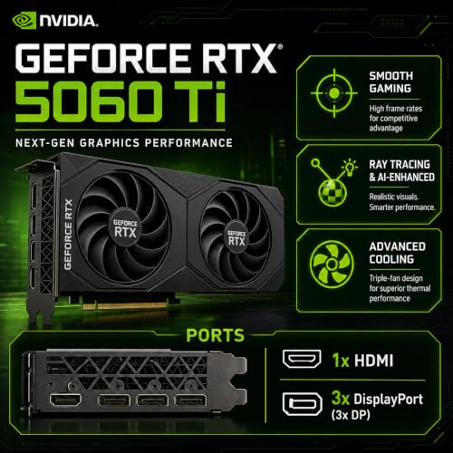 Image of Gaming PC Desktop Computer Core Ultra 7 265F up to 5.3GHz, RTX 5060 Ti