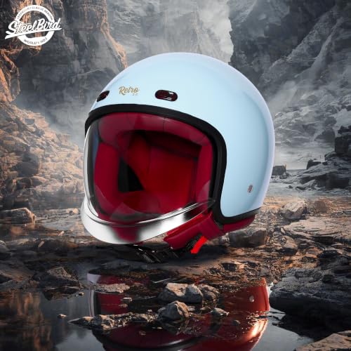 Image of Steelbird SBH-67 Retro 5.0 DOT and ISI Certified Open Face Helmet for Men and Women