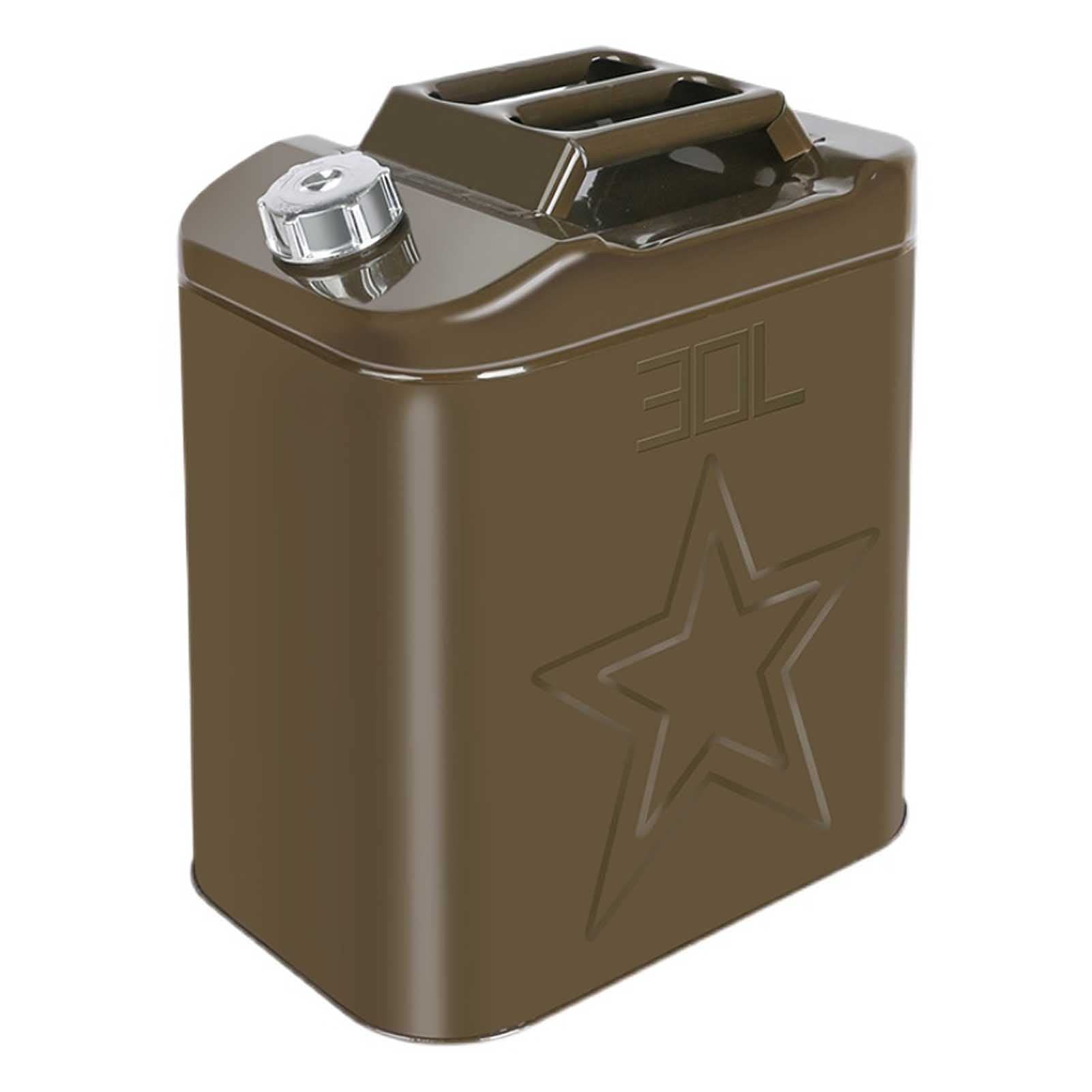 Jerrycan métallique 30L pour essence et diesel avec bec flexible vert