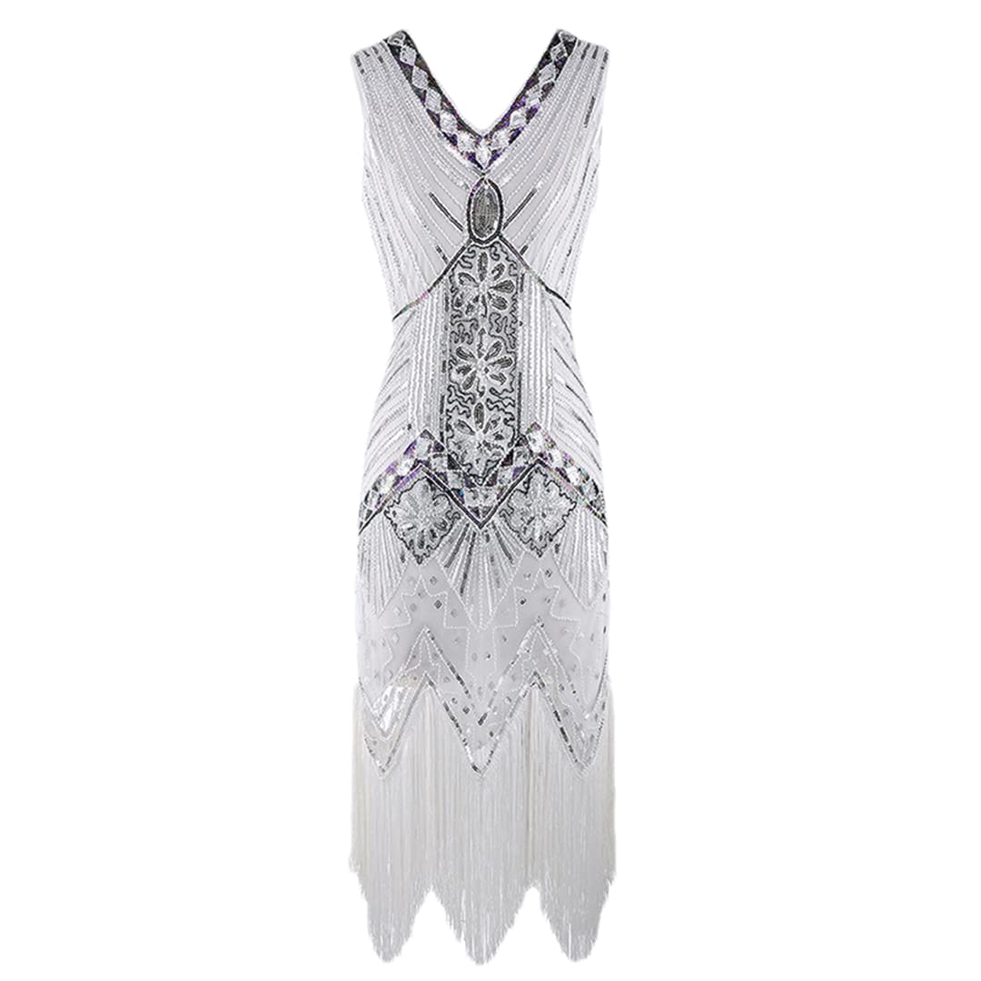 Vestido de fiesta de noche de los años 20, vestido de lentejuelas con borlas, vestido de fiesta temática, vestido de graduación, vestido Art Deco