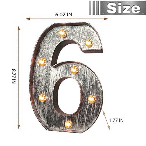 Image of Glintee Brushed Silver Gray LED Number Lights Light Up Number Sign for Night Light Wedding /Birthday Party Battery Powered Christmas Lamp Home Bar Decoration -6