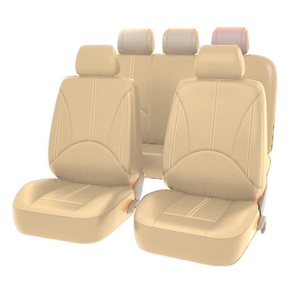 Juego Completo de Fundas de Asiento de Coche para 5 Asientos, Delanteros y Traseros, Universal, Piel Sintética, Resistente al Agua