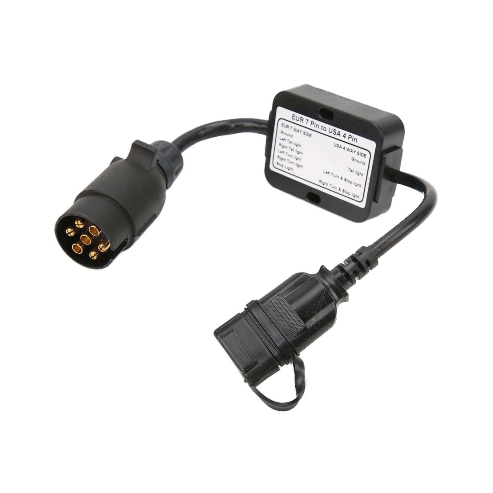 Conector redondo europeo automático de 7 pines a US adaptador de hoja de 4 vías para remolque convertidor de luz conector de remolque europeo de 7 pines a americano de 4 pines para remolque de caravan