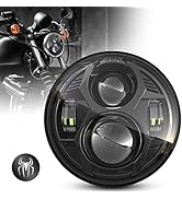 COWONE 5-3/4" 5.75" Round LED Projector Headlights Compatible with Sportster Iron 883 Street Bob ...