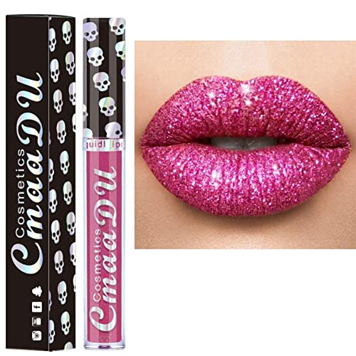 Allbesta 8 couleurs diamant lipgloss brillant paillettes brillant à lèvres crâne liquide rouge à lèvres métallisé mat brillant brillant