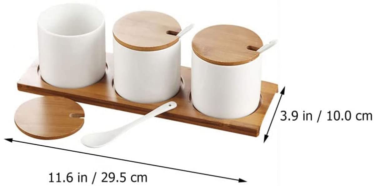 Gewürzdosen-Set, Gewürzdose, Gewürztopf, Pfeffer, Salz, Zuckerdose, Gewürzbehälter, Behälter mit Deckel, kleiner Löffelhalter for die Küche, weiße Dose
