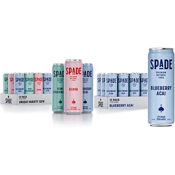 Spade Soda | Unique Variety + Blueberry Acai, Premium All-Natural, No Sugar, No Calories, Electrolytes, Magnesium, Potassium, Non GMO, Sweet Quality Stevia, No Artificial Sweeteners, Bold Taste