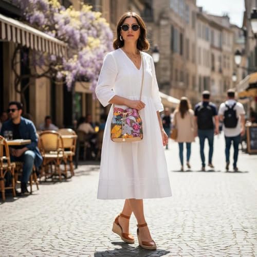Bolso cruzado para mujer, bordado a mano, cuero miniatura 2