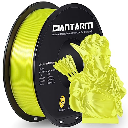 Image of GIANTARM 3D Printer Filament, Silk Yellow Pla Filament, 1Kg(2.2lbs) Spool, 1.75mm Dimension Accuracy + /- 0.03mm, 3D Printing Filament