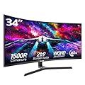 Gawfolk 34 Inch Ultrawide Curved Gaming Monitor, 1500R PC Screen 165hz UWQHD 3440x1440, Curved Computer Screen with FreeSync,Multi-Directional Adjustable Base
