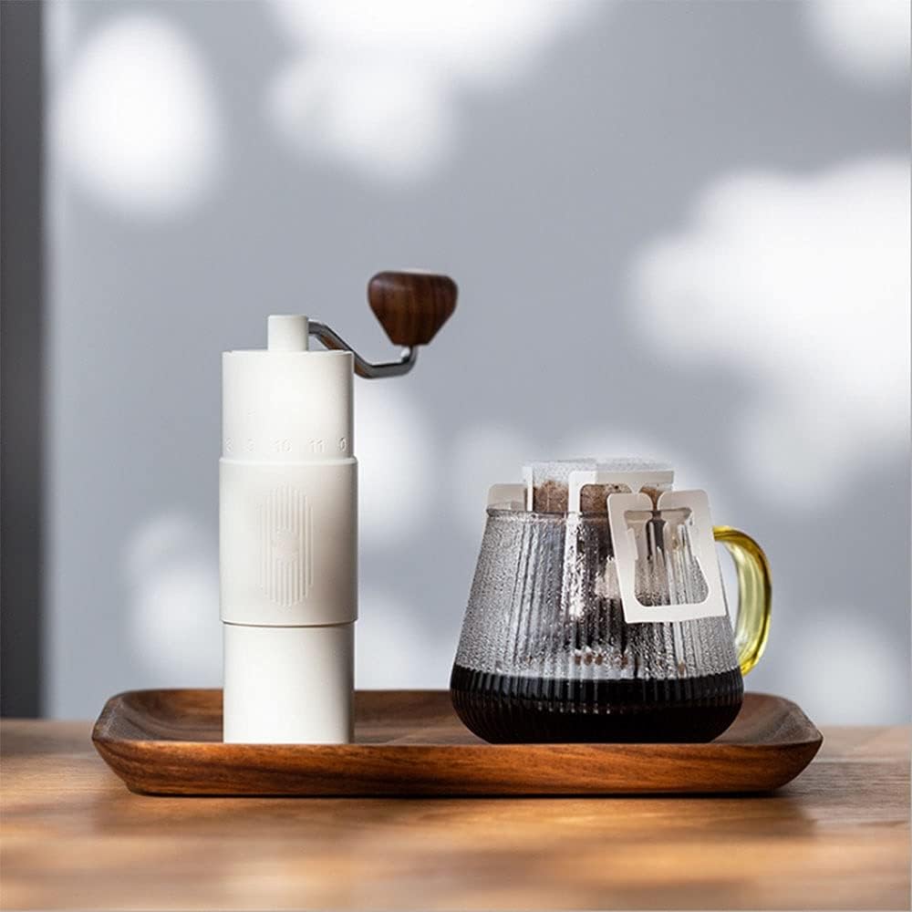 Coffee Machine Coffee Maker Portable Hand Crank Coffee Maker Coffee Bean Grinder with External Scale Hand Grinder 402 Stainless Steel (Black White) (Color : Black) (White