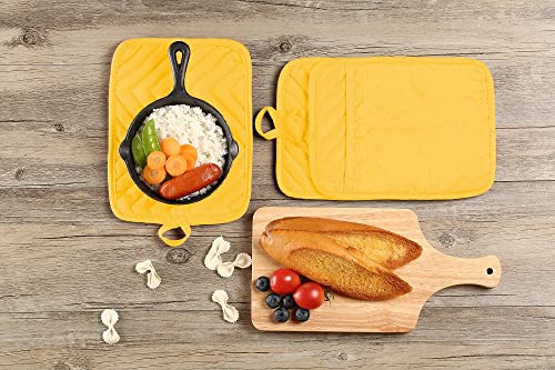Veikery Cotton Pocket Pot Holders Machine Washable Heat Resistant Hot Pads For Kitchen And Baking Square Yellow Oven Mitts 7"X9" Set Of 5 #TOP3