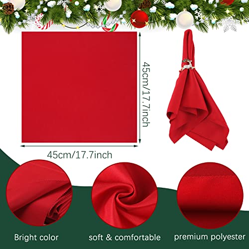 EBOOT 16 PCS Christmas Napkins and Ring Set 8 PCS Red Washable Napkins Cloth Fabric and 8 Christmas Rings Holder for Xmas Holiday Dinner Party Table Decoration(Elk, Bell) by EBOOT - Image 4