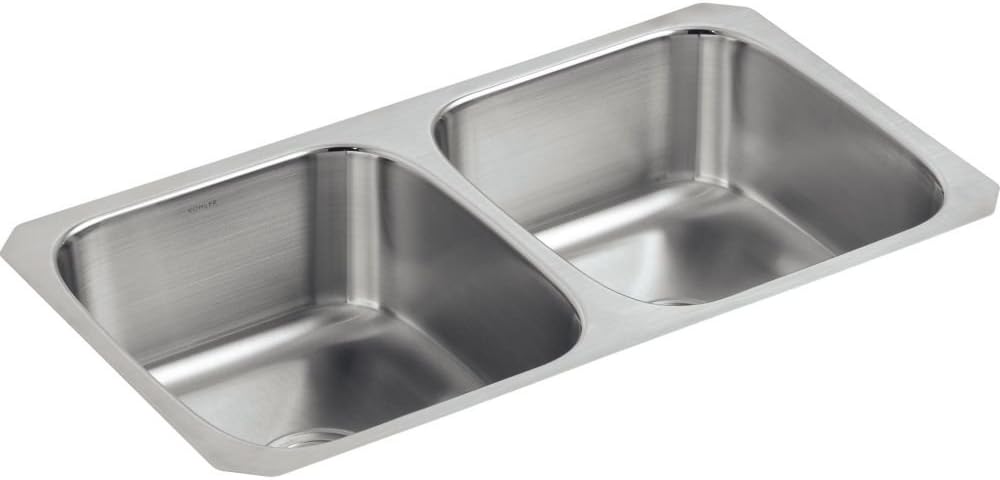 KOHLER K-3180-NA Undertone Double Equal Undercounter Kitchen Sink, Stainless Steel
