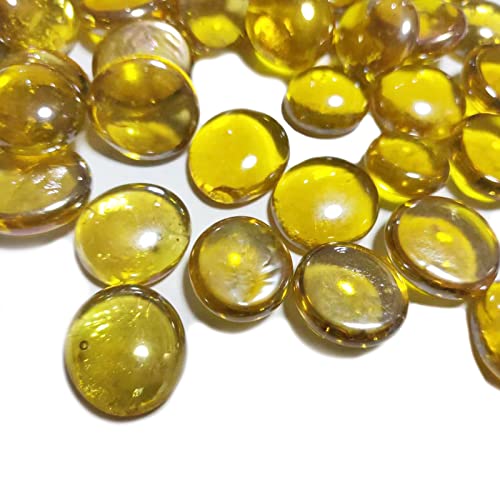 Wlyte Yellow Flat Glass Marbles For Vase Filler, 1Lb Glass Marbles, Glass Stones For Vase Aquarium Table Scatter Decor #TOP1