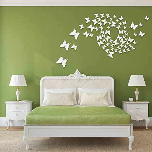 image for BBTO 48 Pieces Butterfly Wall Decor DIY Mirror 3D Butterfly Stickers R