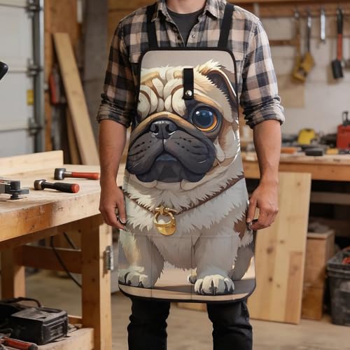 Delantal de trabajo con diseño Cartoon Pug miniatura 5