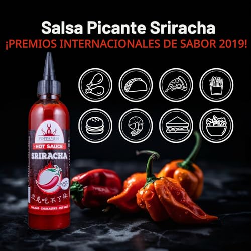 Miniatura 2 de Poppamies Salsa Picante Sriracha - Sin Gluten Sin Lactosa Vegana - Picante: 4 10-275g