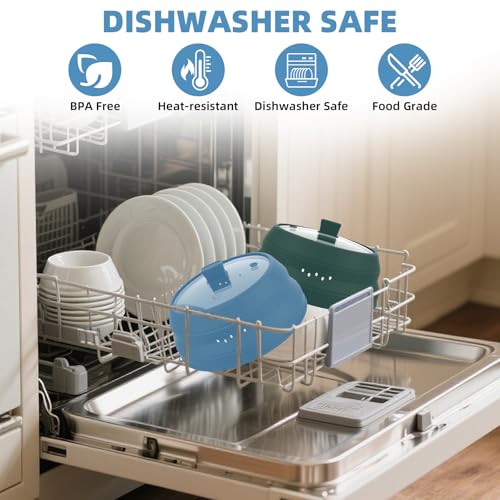 Tall Microwave Splatter Cover Glass Cover Guard Lid 5.8 inch Height with Collapsible Silicone for Food Pot Plate 10.5 inch Blue by GLOU-GLOU GOOSE GGG - Used condition - Image 5
