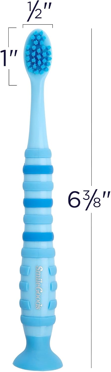 SmileGoods Y304 Child Toothbrush, 30 Tuft, Extra-Soft Bristle, Individually Packaged Kids Toothbrushes, Suction Cup Base, Assorted Colors, Bulk Pack of 72