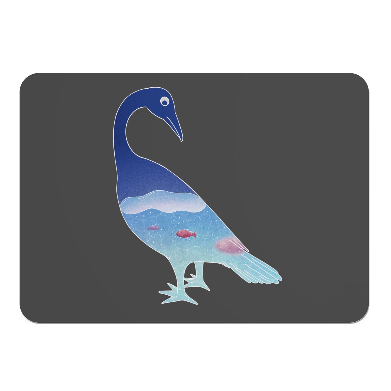 Lot de 4 sets de table noir en liège 39,5x28,5 cm illustration oiseau poisson