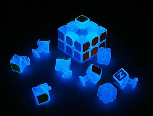 Miniatura 5 de AMAZA Cubo de velocidad fluorescente 3x3, 3x3x3, que brilla en la oscuridad, cubo de velocidad luminoso de 3 por 3, juguete rompecabezas de cerebro,