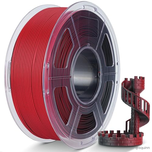 Image of TECBEARS Dual Color PLA Filament 1.75mm, Matte PLA 3D Printer Filament, Dimensional Accuracy + /- 0.02 mm, 1KG Spool(2.2 lbs),PLA Matte Filament (Black Red)