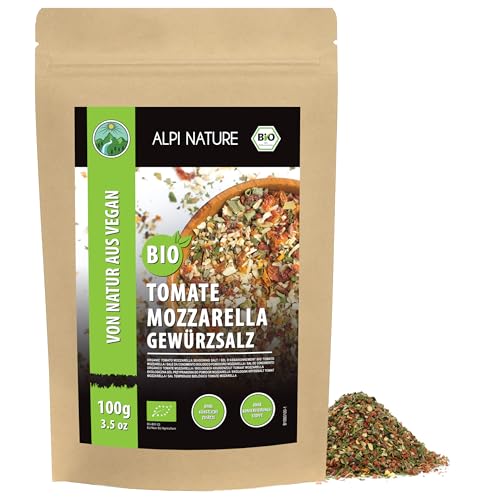 Alpi Nature Mezcla de Especias Orgánicas de Tomate y Mozzarella 100g, Condimento Italiano para Cocinar