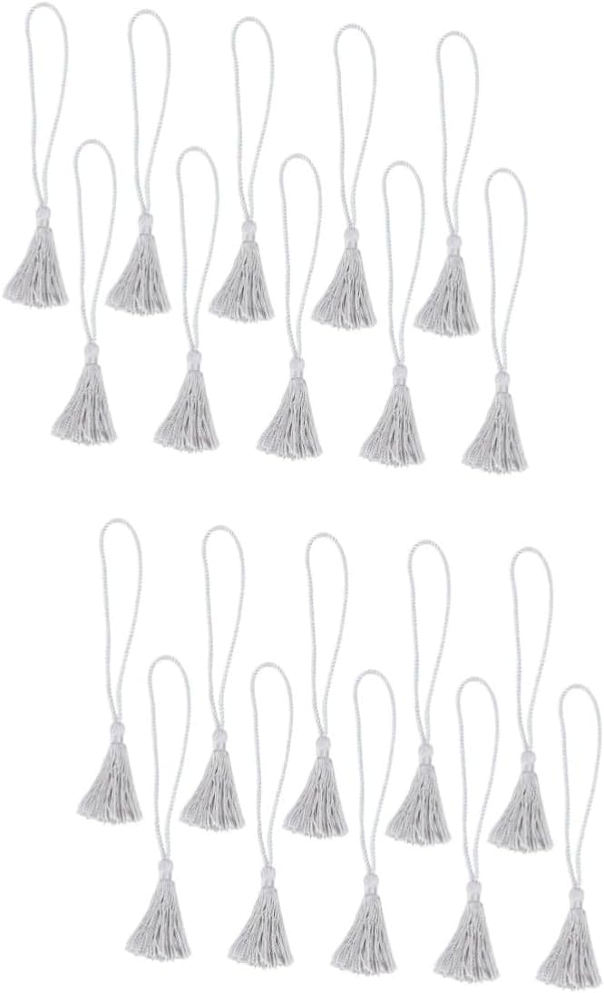 Lot de 20 pompons pour rideaux avec attache pour vue arrière de voiture, rideau suspendu avec cadre de rideau (gris x 2 pièces 17 x 1,5 cm x 2 pièces) (gris x 2 pièces 17 x 1,5 cm x 2 pièces)