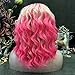 IMSTYLE Pink Blonde Lace Front Wigs Short Bob Wavy Wigs 2 Tone Neon Color Synthetic Hair Wig Free Part with Natural Hairline Shoulder Length for Women (Pink)