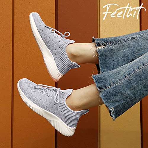 Image of Feethit Womens Slip On Walking Shoes Lightweigh Running Shoes Breathable Workout Shoest Non Slip Gym Sneakers