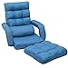 LZ LEISURE ZONE Floor Chair Sofa, Floor Gaming Chair Folding Lazy Sofa Chaise Lounges Bed with Armrests and a Pillow, Blue