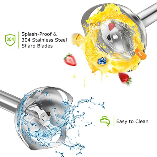 Bonsenkitchen Immersion Blender Handheld, 12-Speed And Turbo Hand Blender Electric With Sharp Blades, 3-In-1 Hand Held Stick Blender With Egg Whisk thumb #5