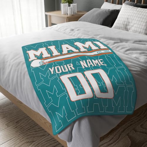 Image of ANTKING Miami Throw Blanket for Men Women Boy Custom Name and Number Gifts