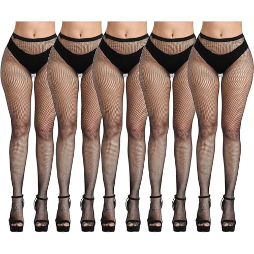 Image of Womens High Waist Fishnet Stockings,Stretchy Fishnet Stockings Thigh Tights Pantyhose Stockings