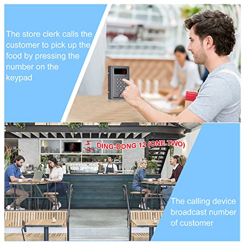 Chunhee Wireless Queue Calling System-Restaurant Speaker System-Take A Number Display Server Paging System-Number Broadcast Management System With 3 Digits Display For Hospital/Clinic/Food Truck/Bank #TOP1