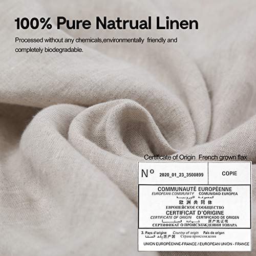 King Linens 100% French Linen Throw Pillow Covers - Set Of 2 - Washed Flax Decorative Ruffled Square Cushion Cover Solid Color Soft Breathable - Linen, 18'' X 18'' #TOP1