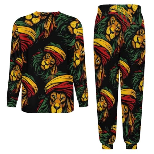 Rasta Reggae Lion Jamaica Men’s Pajama Set Long Sleeve Top And Pants Loungewear Sleepwear Pjs Nightwear4