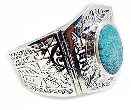Bracelet en argent sterling 925 véritable et pierres turquoises bleues GCB515