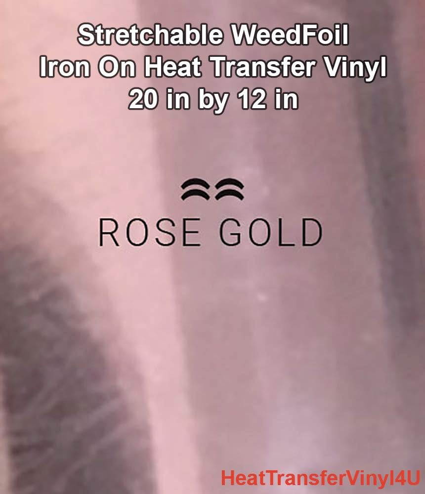 Stretchable WeedFoil Iron On Heat Transfer Vinyl 20" (Rose Gold, 12")