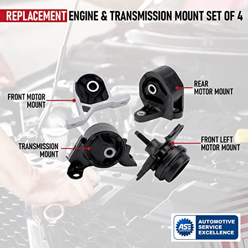 Engine and Transmission Mount Set of 4 - Fits Honda Civic 2001 - 2005 1.7L with Automatic Trans - Replaces 50840-S5A-A81, 50840-S5A-990,50810-S5A-013, 50810-S5A-992, A6595, A6588, A6591, A4511 by AA Ignition - Image 4