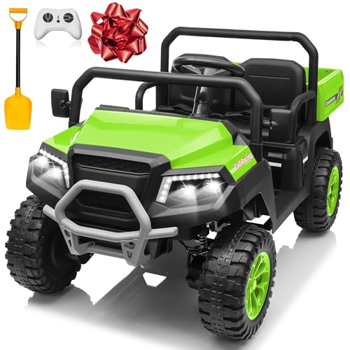 JOYRACER 24V Ride on Car 4WD Golf Cart w/800W Motors, 20''2 Seater, Gift Flower, 2.4G Remote Control, 4 Wheeler, Pop Music, LED Light, 24 Volt Ride on Toys for Big Kids, Green