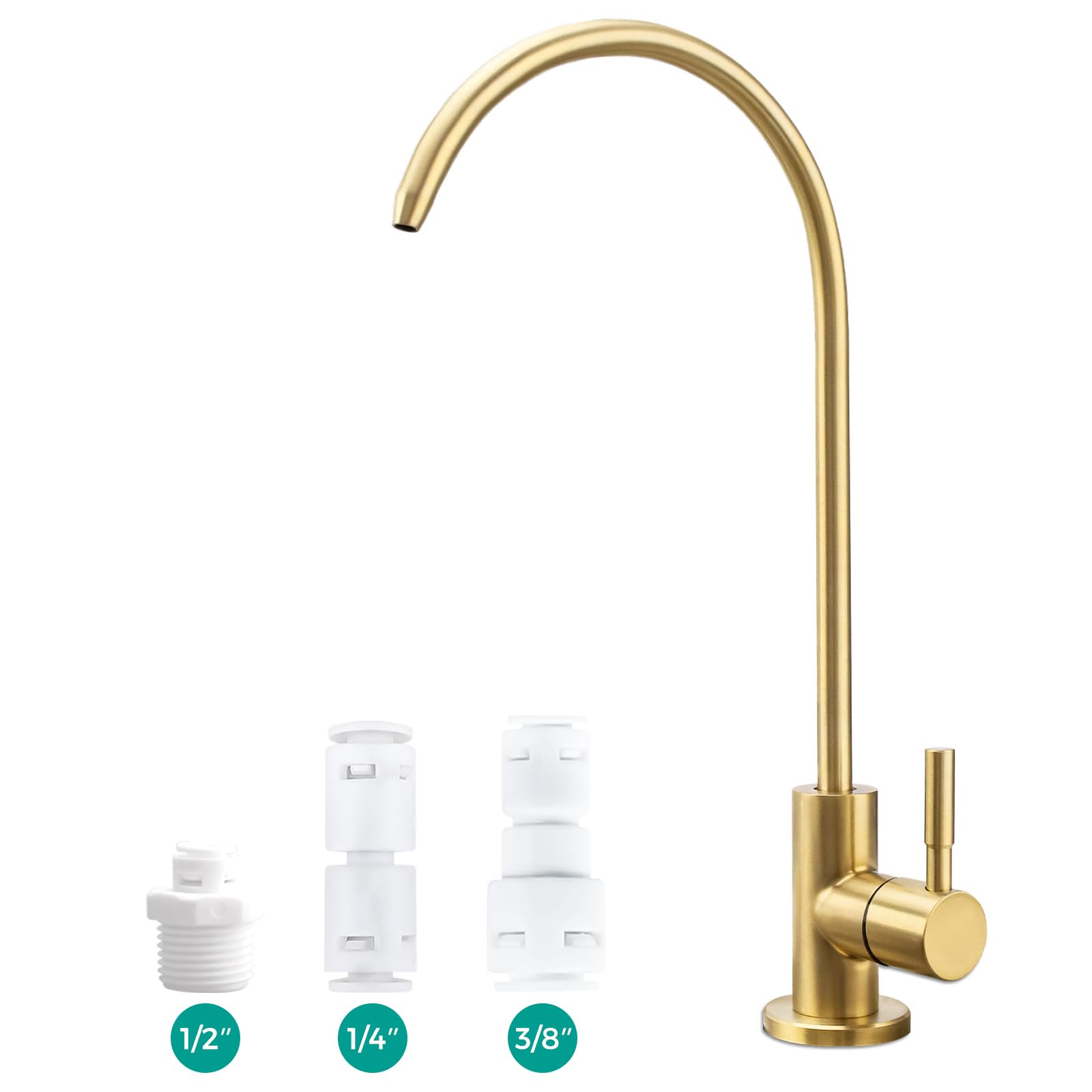 Filter Faucet,Drinking Water Faucet Fits Reverse Osmosis and Water Filtration System for Kitchen Bar Sink Faucets in Non-Air Gap SUS304 Stainless Modern Brushed Zirconium PVD Lead-Free