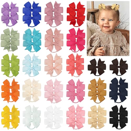 Image of 50PCS 2 Inches Baby Girls Hair Bows Ties Mini Pinwheel Boutique Elastic Hair Rubber Ribbon Hair Band Accessories for Kids Toddlers Infants
