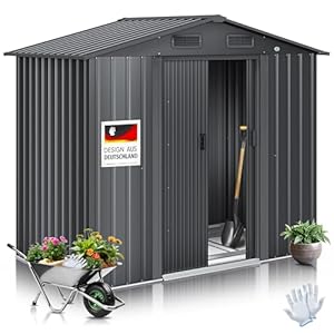 KESSER® – XL metalen gereedschapsschuur 4,2 m³ met fundament | 210 x 132 x 186 cm | 2 x schuifdeur & fundering | gereedschapsschuur | tuinhuiskast | zadeldak tuinschuur,