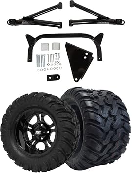 Hardcore Parts 6" A-Arm Lift Kit for Yamaha G8-G14/G16/G19/G20 Golf Cart with 12" Black DARKSIDE Wheels and 22"x11"-12" DOT rated Mud-Terrain/All-Terrain tires