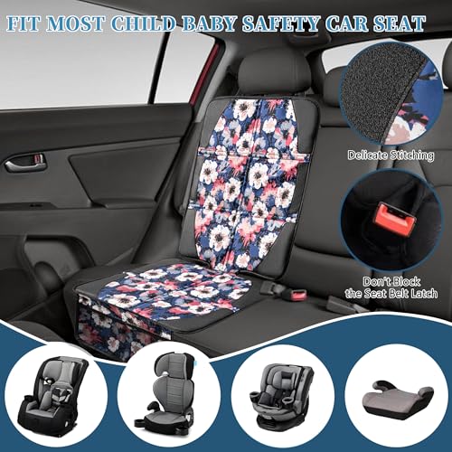 Image of Car Seat Protector for Child Car Seat, 2 Pack Baby Car Seat Covers with Mesh Pockets & Non-Slip Backing 600D Durable Seat Protector Under Baby Car Seat for Car Back Seat (Watercolor, Large)