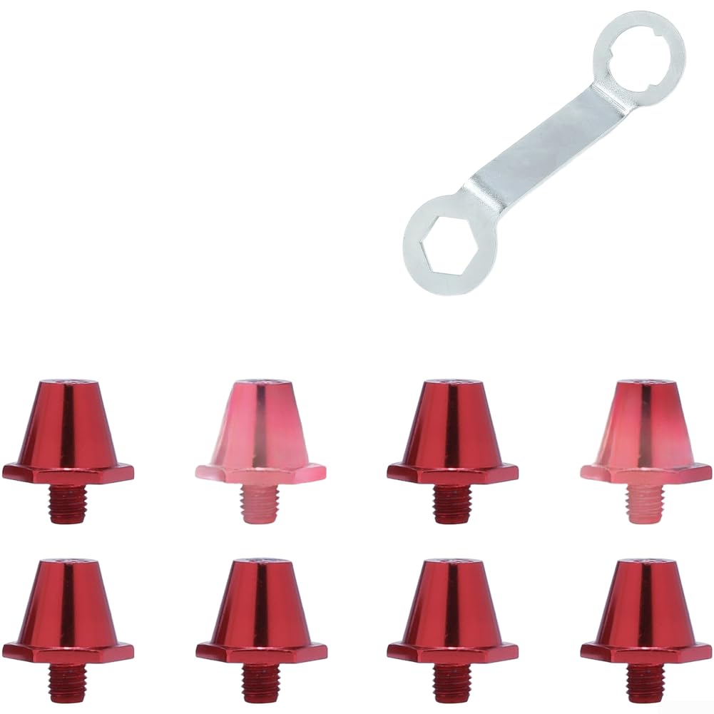 12 tacos de fútbol, tacos de fútbol antideslizantes tipo tornillo, 11 mm y 13 mm (rojo)